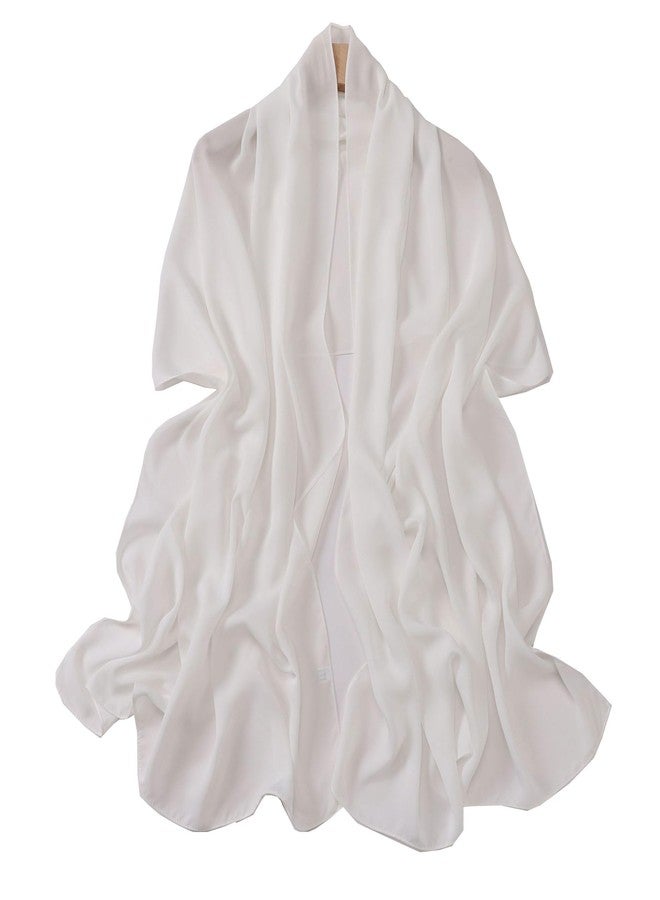 Samiwey Long Smooth Comfortable Large Scarf Shawl Solid Soft Hijab for Women Girls (white) - Image 1